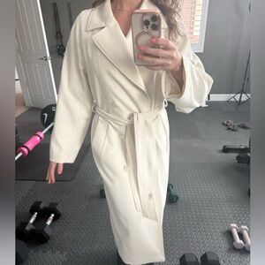 H&M Cream Textured trench coat